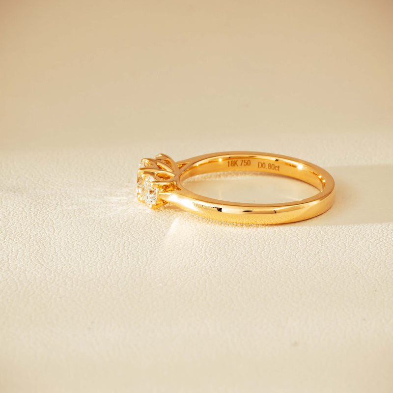 18ct Yellow Gold .80ct Reclaimed Diamond Three-Stone Ring - Ring - Walker & Hall