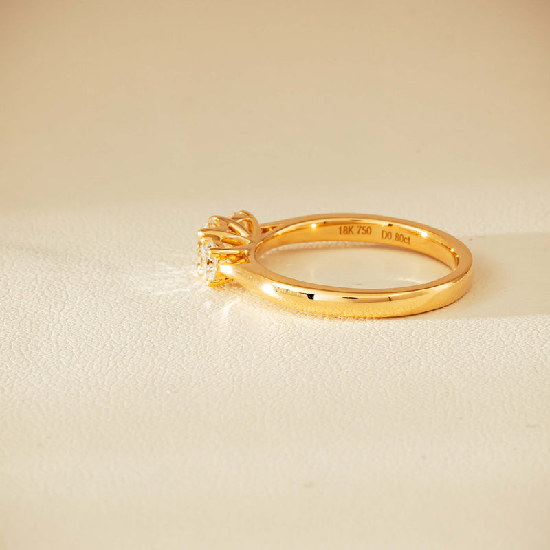 18ct Yellow Gold .80ct Reclaimed Diamond Three-Stone Ring - Ring - Walker & Hall