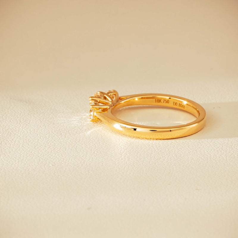 18ct Yellow Gold .80ct Reclaimed Diamond Three-Stone Ring - Ring - Walker & Hall