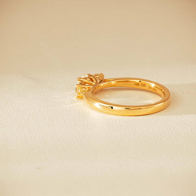 18ct Yellow Gold .80ct Reclaimed Diamond Three-Stone Ring - Ring - Walker & Hall