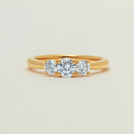 18ct Yellow Gold .80ct Reclaimed Diamond Three-Stone Ring - Ring - Walker & Hall
