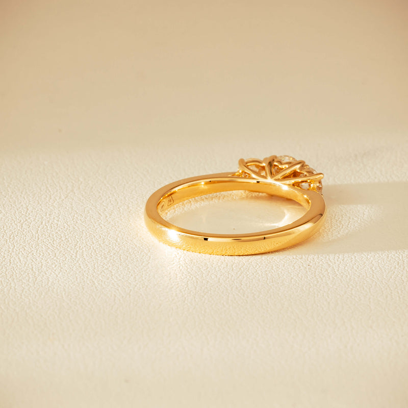 18ct Yellow Gold .80ct Reclaimed Diamond Three-Stone Ring - Ring - Walker & Hall