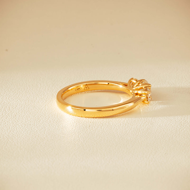18ct Yellow Gold .80ct Reclaimed Diamond Three-Stone Ring - Ring - Walker & Hall
