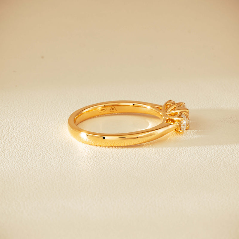 18ct Yellow Gold .80ct Reclaimed Diamond Three-Stone Ring - Ring - Walker & Hall