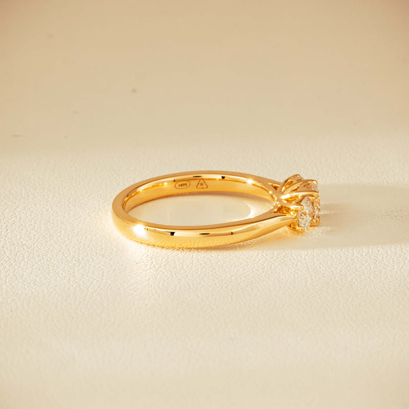 18ct Yellow Gold .80ct Reclaimed Diamond Three-Stone Ring - Ring - Walker & Hall