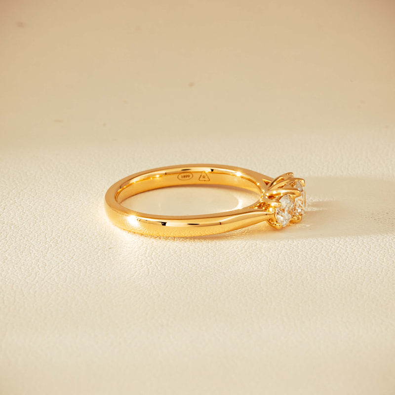 18ct Yellow Gold .80ct Reclaimed Diamond Three-Stone Ring - Ring - Walker & Hall