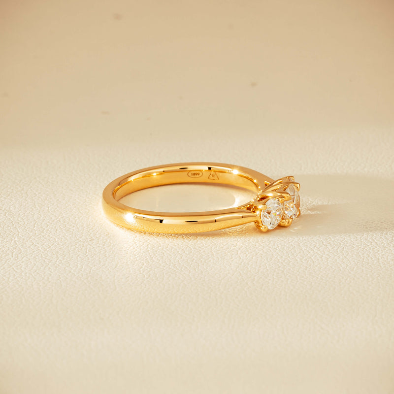 18ct Yellow Gold .80ct Reclaimed Diamond Three-Stone Ring - Ring - Walker & Hall
