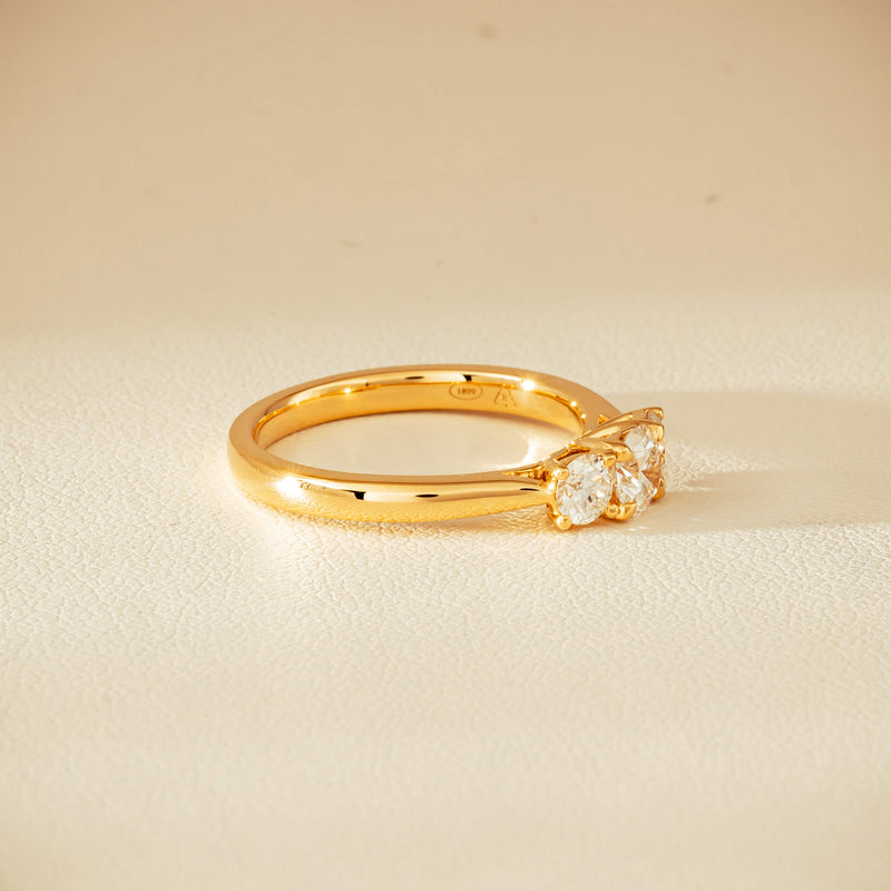 18ct Yellow Gold .80ct Reclaimed Diamond Three-Stone Ring - Ring - Walker & Hall