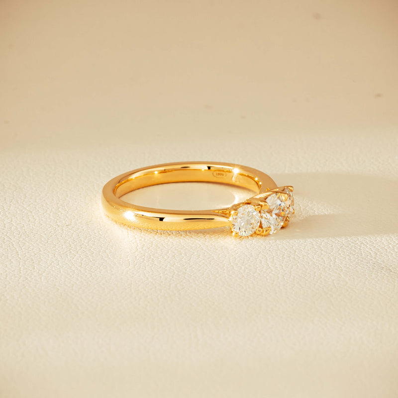 18ct Yellow Gold .80ct Reclaimed Diamond Three-Stone Ring - Ring - Walker & Hall