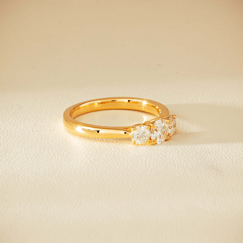 18ct Yellow Gold .80ct Reclaimed Diamond Three-Stone Ring - Ring - Walker & Hall