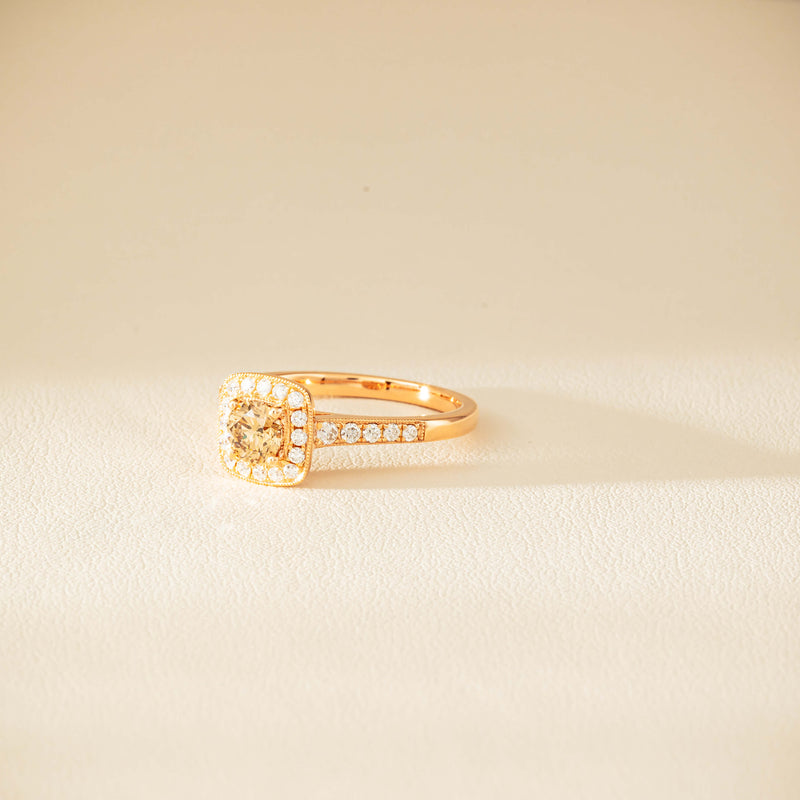 18ct Rose Gold .51ct Champagne Diamond Aurora Ring - Ring - Walker & Hall