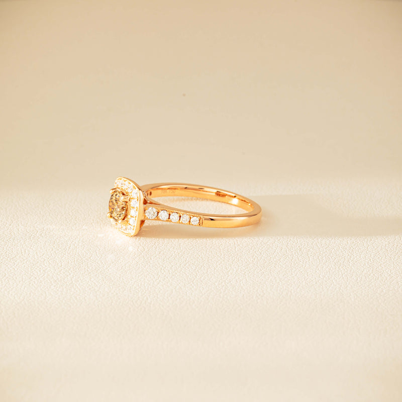18ct Rose Gold .51ct Champagne Diamond Aurora Ring - Ring - Walker & Hall