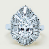 Deja Vu 18ct White Gold 1.57ct Pear Diamond Ballerina Cluster Ring - Ring - Walker & Hall