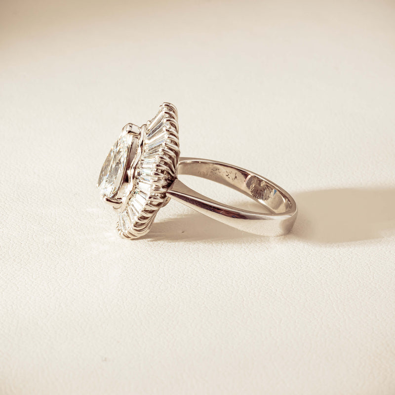 Deja Vu 18ct White Gold 1.57ct Pear Diamond Ballerina Cluster Ring - Ring - Walker & Hall