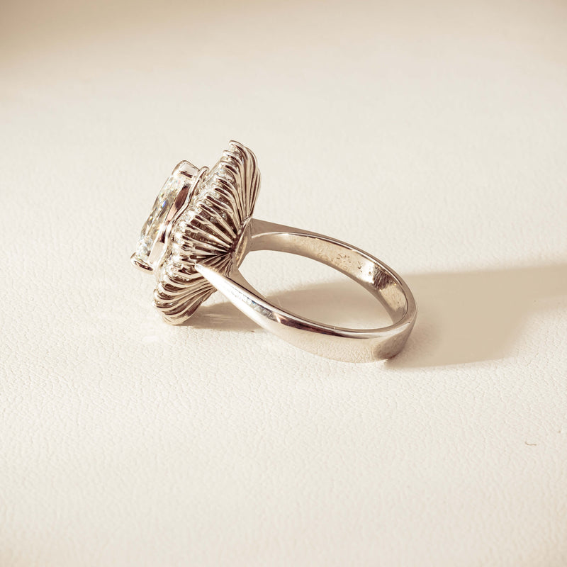 Deja Vu 18ct White Gold 1.57ct Pear Diamond Ballerina Cluster Ring - Ring - Walker & Hall