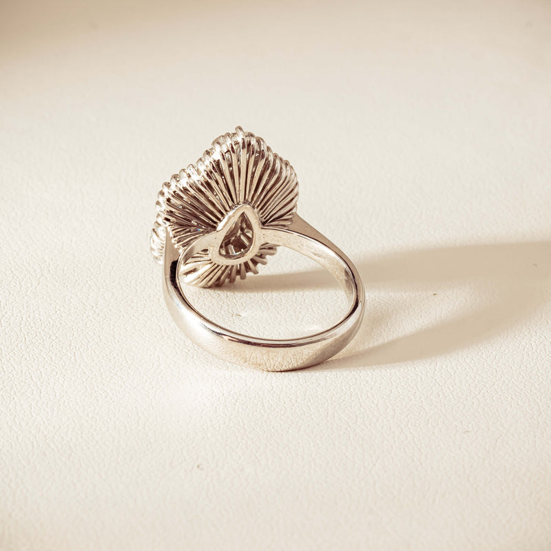 Deja Vu 18ct White Gold 1.57ct Pear Diamond Ballerina Cluster Ring - Ring - Walker & Hall