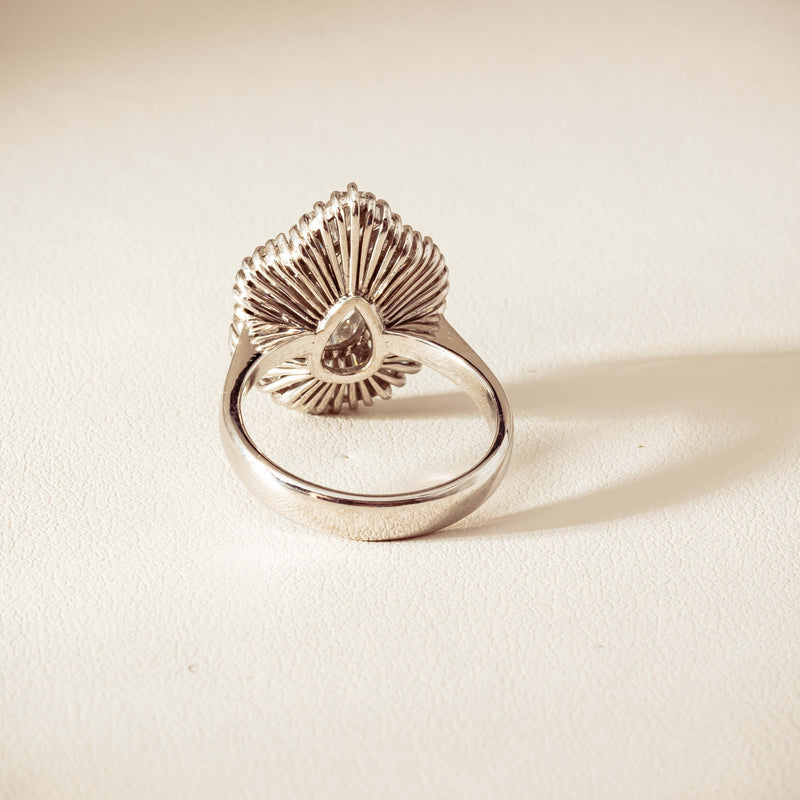 Deja Vu 18ct White Gold 1.57ct Pear Diamond Ballerina Cluster Ring - Ring - Walker & Hall