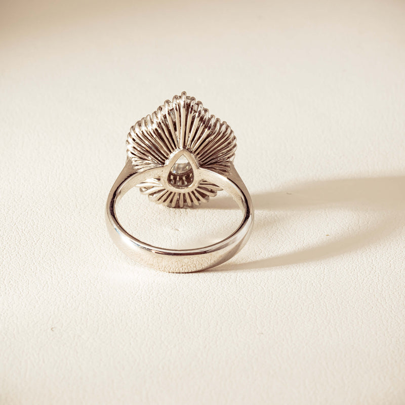 Deja Vu 18ct White Gold 1.57ct Pear Diamond Ballerina Cluster Ring - Ring - Walker & Hall