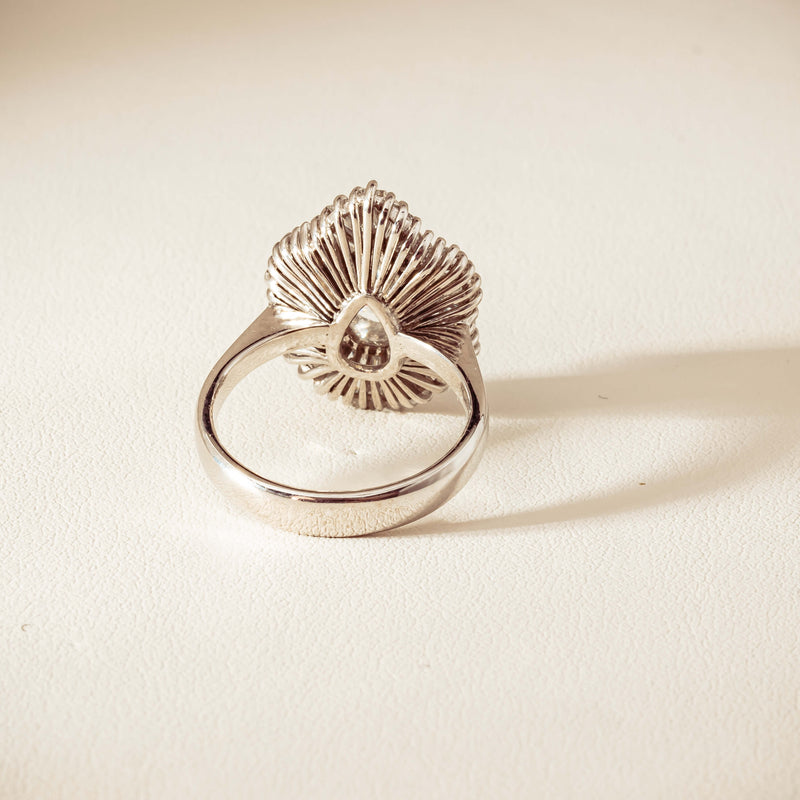 Deja Vu 18ct White Gold 1.57ct Pear Diamond Ballerina Cluster Ring - Ring - Walker & Hall