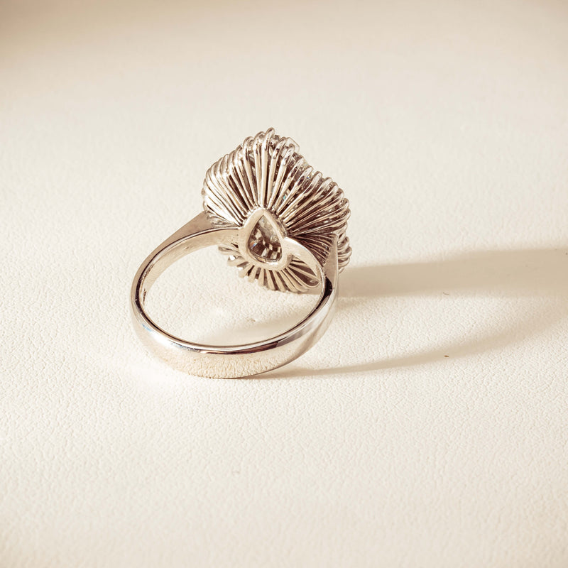 Deja Vu 18ct White Gold 1.57ct Pear Diamond Ballerina Cluster Ring - Ring - Walker & Hall