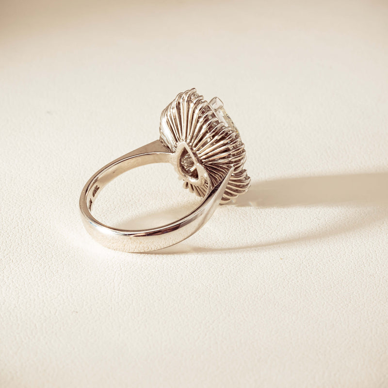 Deja Vu 18ct White Gold 1.57ct Pear Diamond Ballerina Cluster Ring - Ring - Walker & Hall