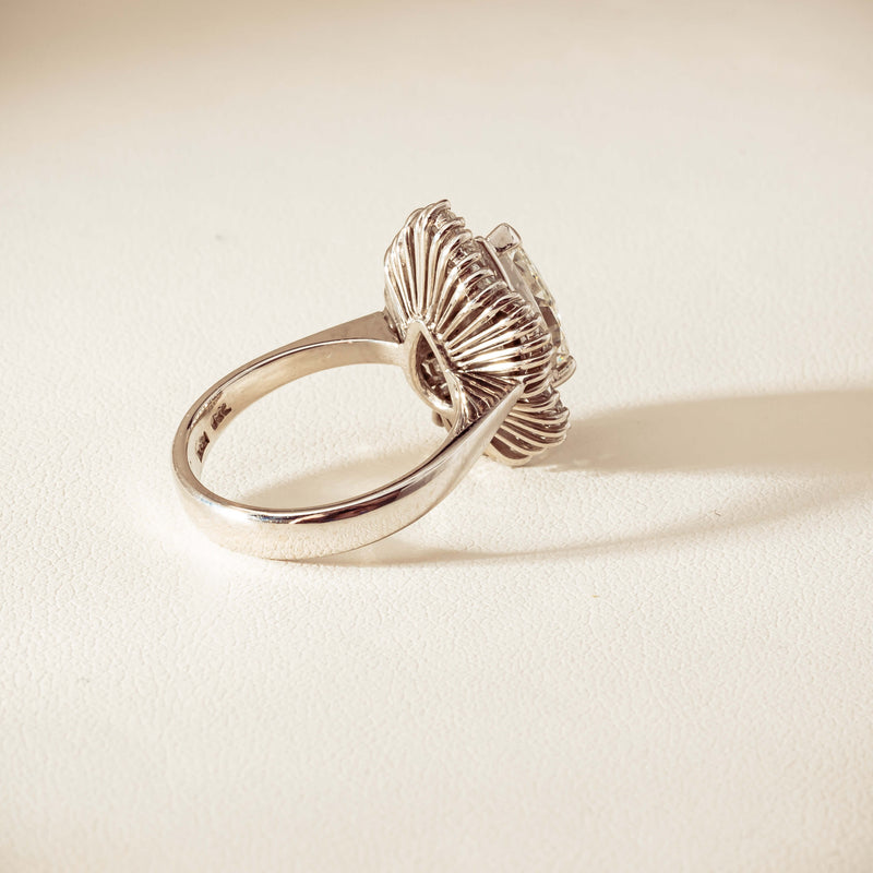 Deja Vu 18ct White Gold 1.57ct Pear Diamond Ballerina Cluster Ring - Ring - Walker & Hall