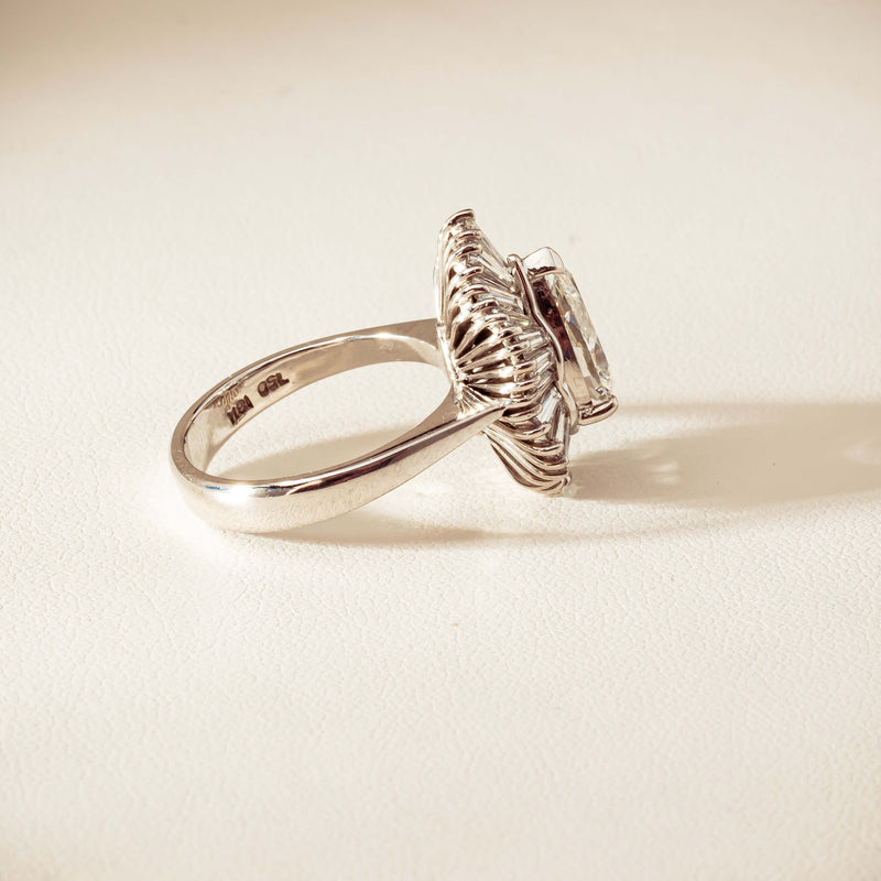 Deja Vu 18ct White Gold 1.57ct Pear Diamond Ballerina Cluster Ring - Ring - Walker & Hall