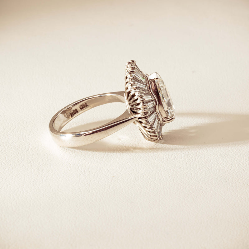 Deja Vu 18ct White Gold 1.57ct Pear Diamond Ballerina Cluster Ring - Ring - Walker & Hall