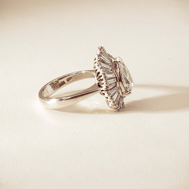 Deja Vu 18ct White Gold 1.57ct Pear Diamond Ballerina Cluster Ring - Ring - Walker & Hall