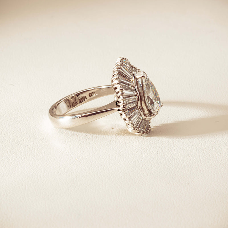 Deja Vu 18ct White Gold 1.57ct Pear Diamond Ballerina Cluster Ring - Ring - Walker & Hall