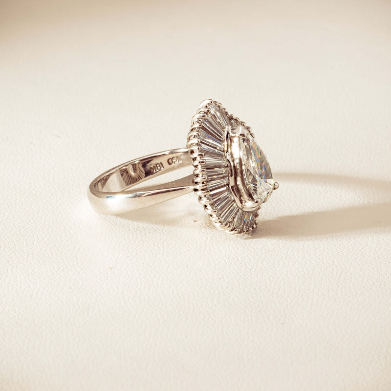 Deja Vu 18ct White Gold 1.57ct Pear Diamond Ballerina Cluster Ring - Ring - Walker & Hall