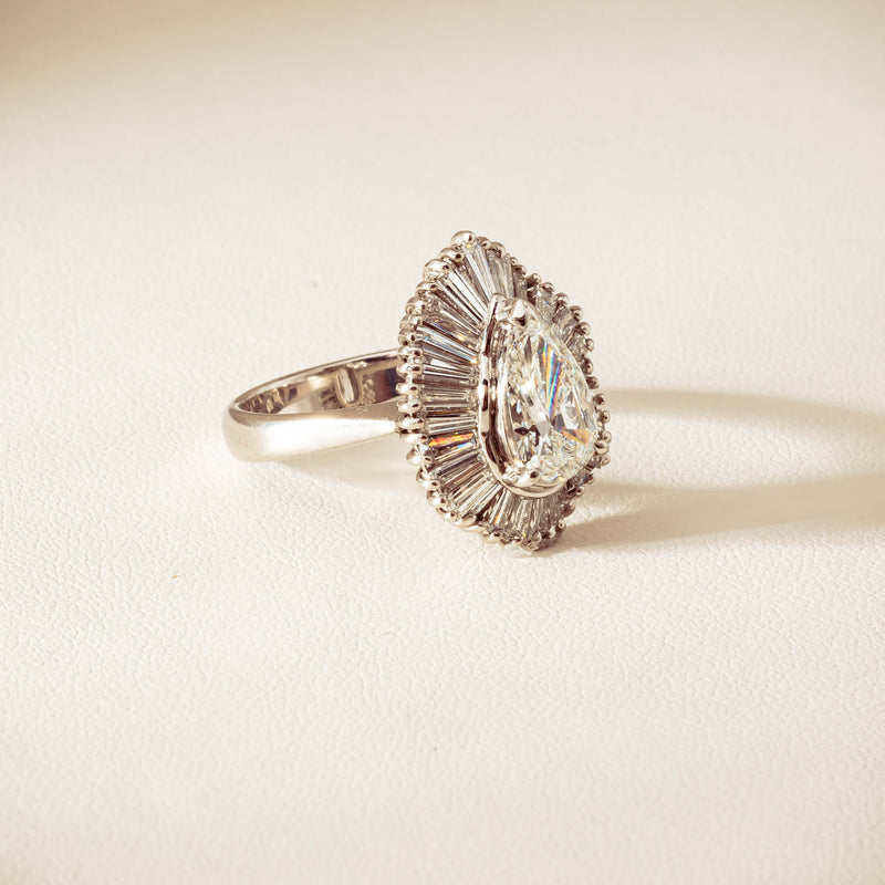 Deja Vu 18ct White Gold 1.57ct Pear Diamond Ballerina Cluster Ring - Ring - Walker & Hall