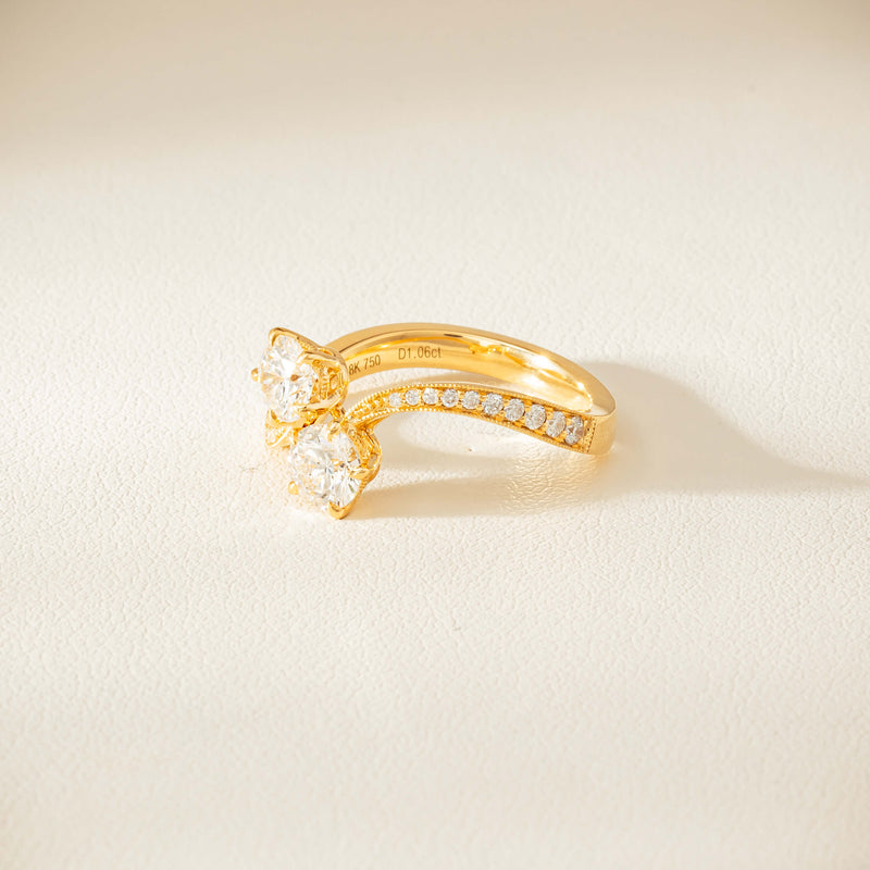 18ct Yellow Gold 1.06ct Diamond Toi et Moi Ring - Ring - Walker & Hall