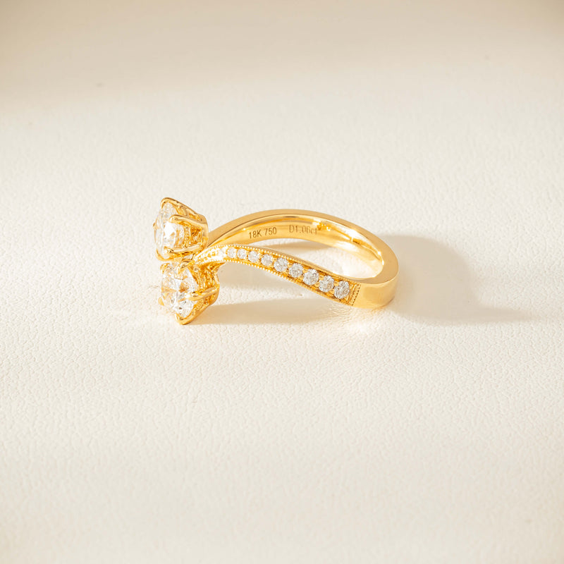 18ct Yellow Gold 1.06ct Diamond Toi et Moi Ring - Ring - Walker & Hall