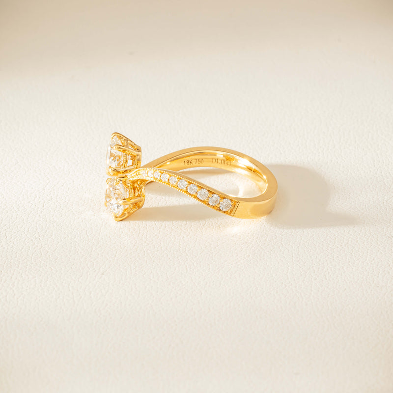18ct Yellow Gold 1.06ct Diamond Toi et Moi Ring - Ring - Walker & Hall