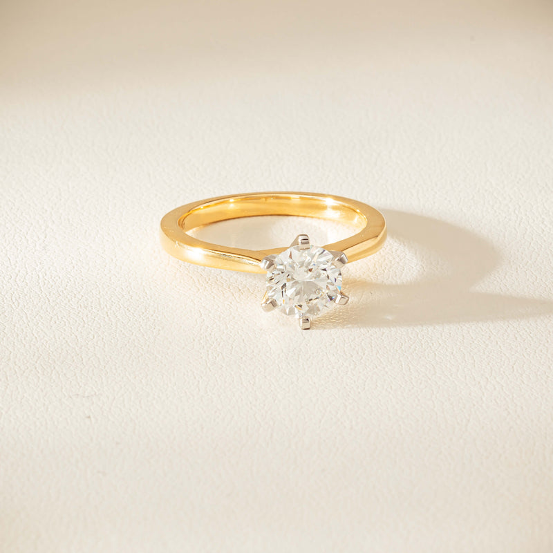 18ct Yellow Gold 1.29ct F VS1 Diamond Capri Ring - Ring - Walker & Hall