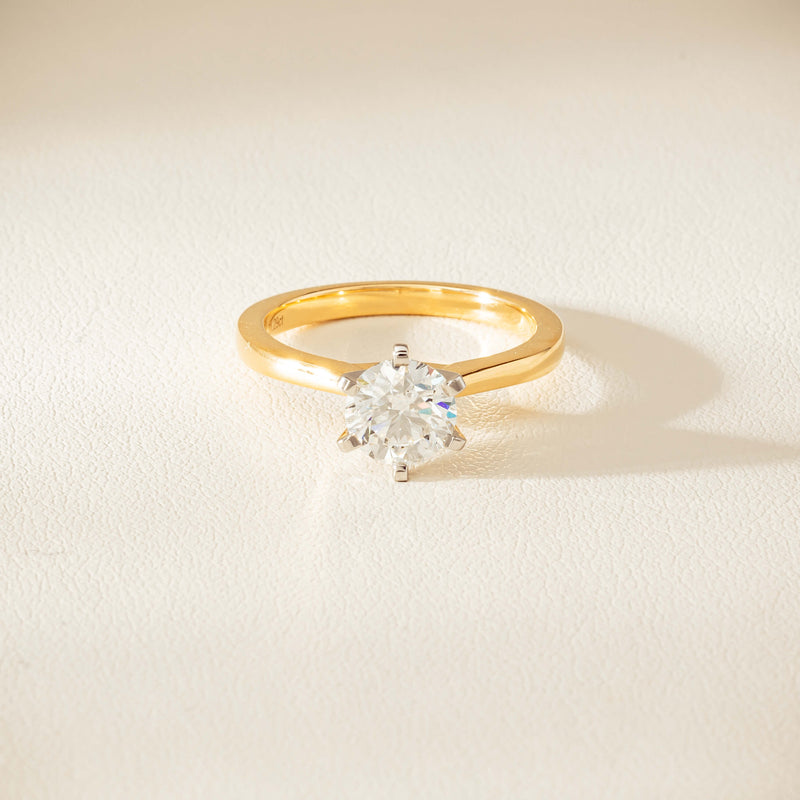 18ct Yellow Gold 1.29ct F VS1 Diamond Capri Ring - Ring - Walker & Hall