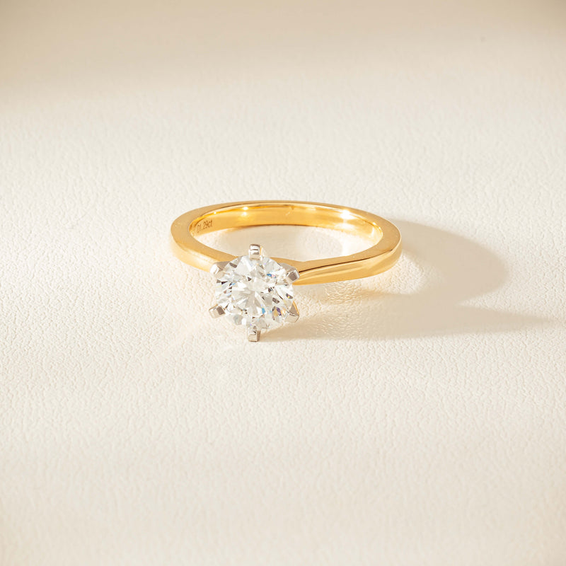 18ct Yellow Gold 1.29ct F VS1 Diamond Capri Ring - Ring - Walker & Hall