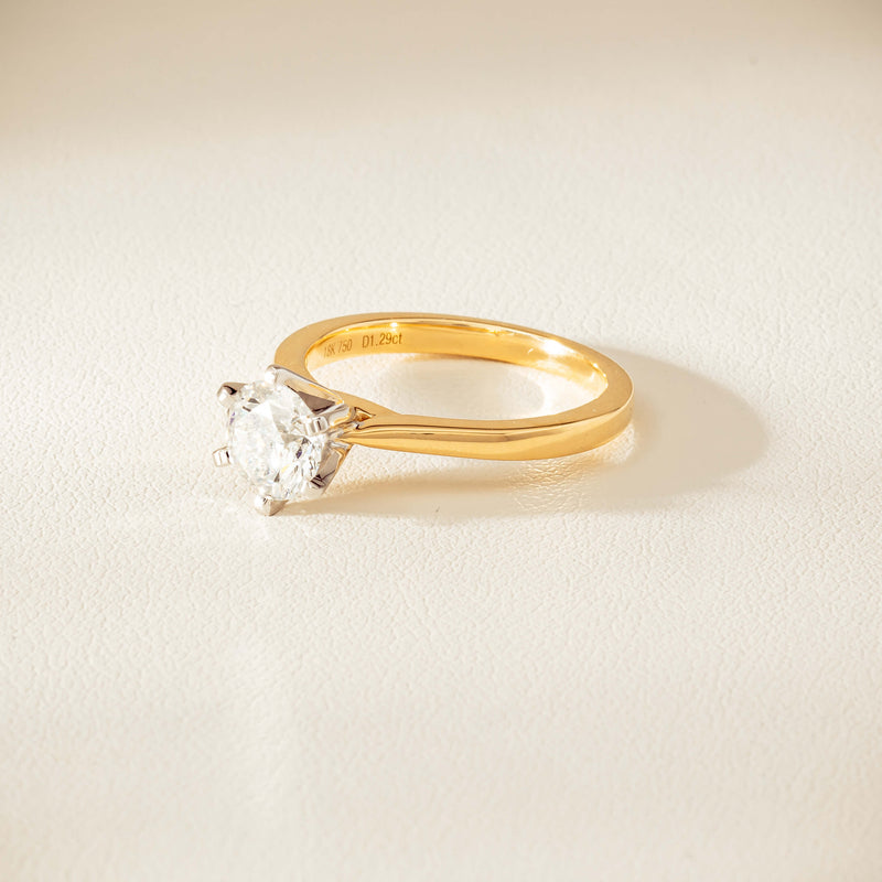 18ct Yellow Gold 1.29ct F VS1 Diamond Capri Ring - Ring - Walker & Hall
