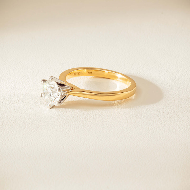 18ct Yellow Gold 1.29ct F VS1 Diamond Capri Ring - Ring - Walker & Hall