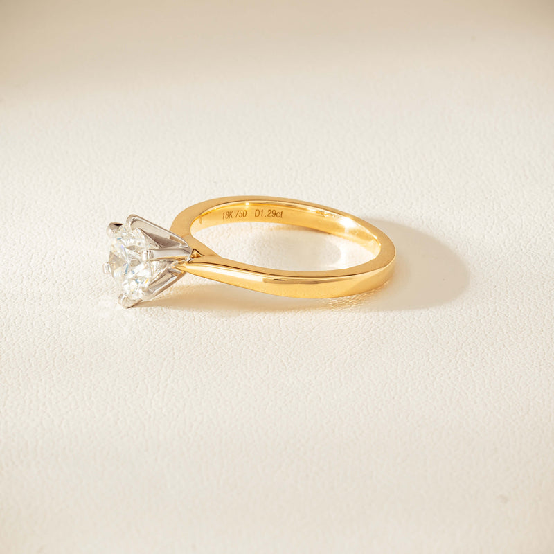 18ct Yellow Gold 1.29ct F VS1 Diamond Capri Ring - Ring - Walker & Hall