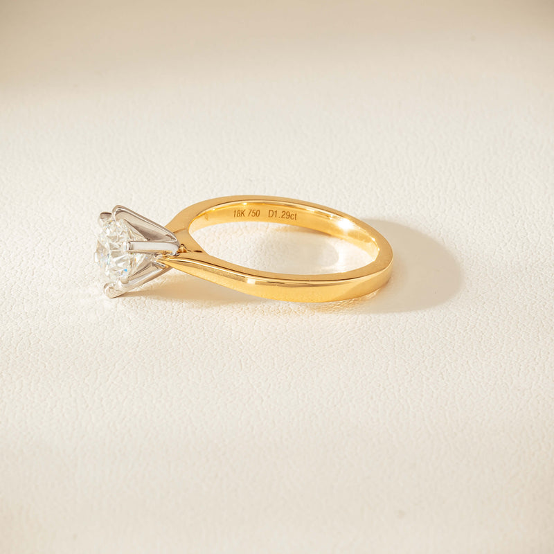 18ct Yellow Gold 1.29ct F VS1 Diamond Capri Ring - Ring - Walker & Hall