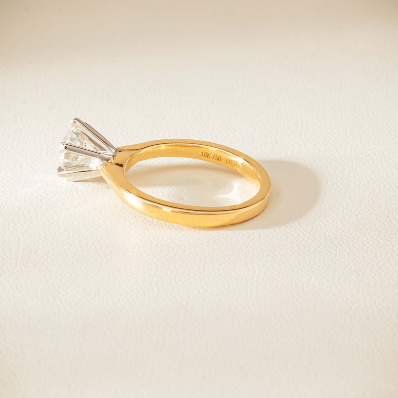 18ct Yellow Gold 1.29ct F VS1 Diamond Capri Ring - Ring - Walker & Hall