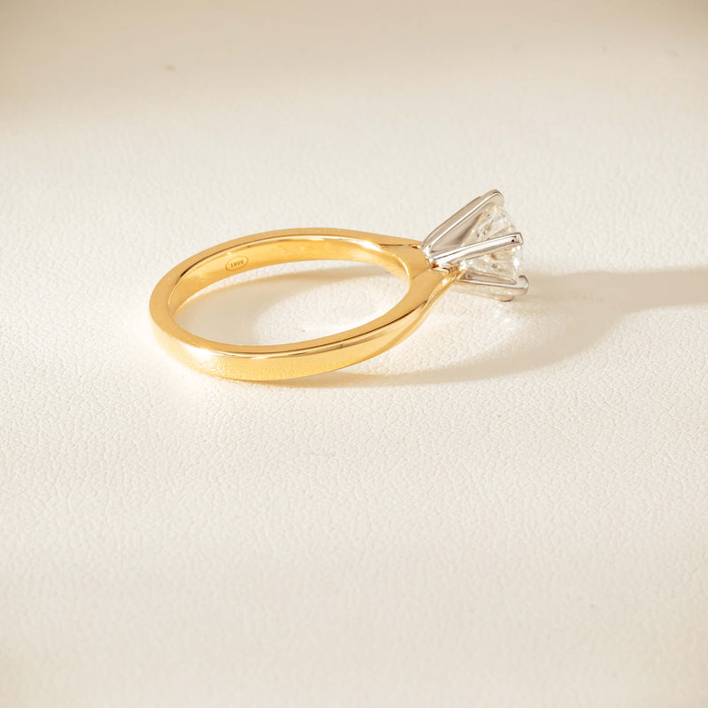 18ct Yellow Gold 1.29ct F VS1 Diamond Capri Ring - Ring - Walker & Hall