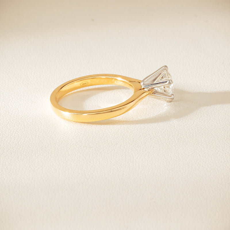 18ct Yellow Gold 1.29ct F VS1 Diamond Capri Ring - Ring - Walker & Hall