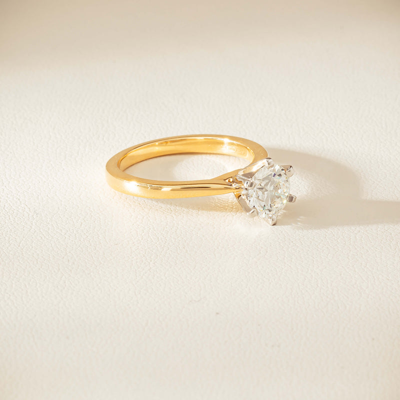 18ct Yellow Gold 1.29ct F VS1 Diamond Capri Ring - Ring - Walker & Hall