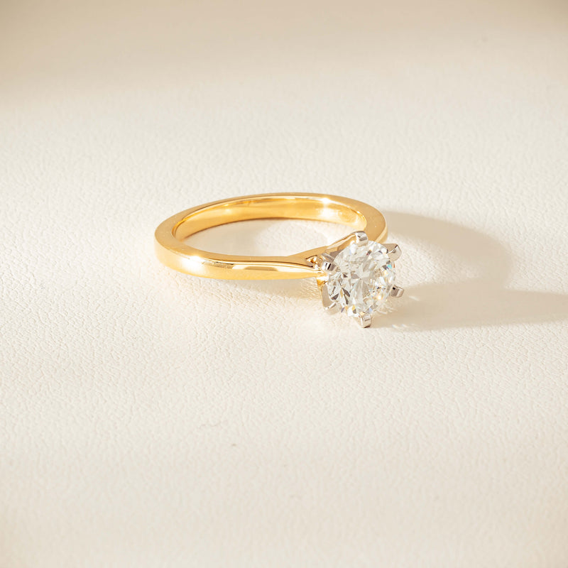 18ct Yellow Gold 1.29ct F VS1 Diamond Capri Ring - Ring - Walker & Hall