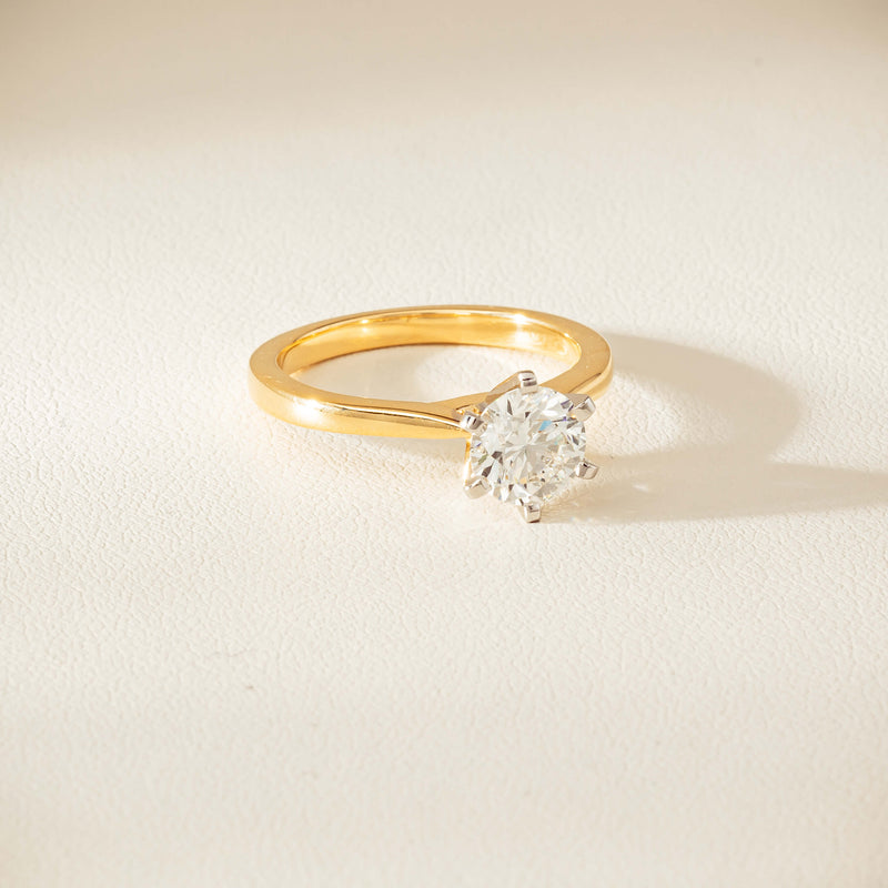 18ct Yellow Gold 1.29ct F VS1 Diamond Capri Ring - Ring - Walker & Hall