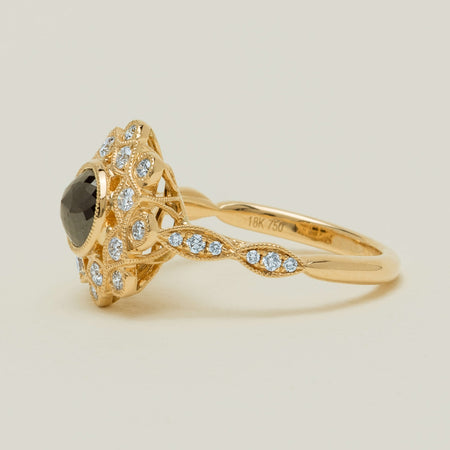 18ct Yellow Gold .73ct Black Diamond Cluster Ring - Ring - Walker & Hall