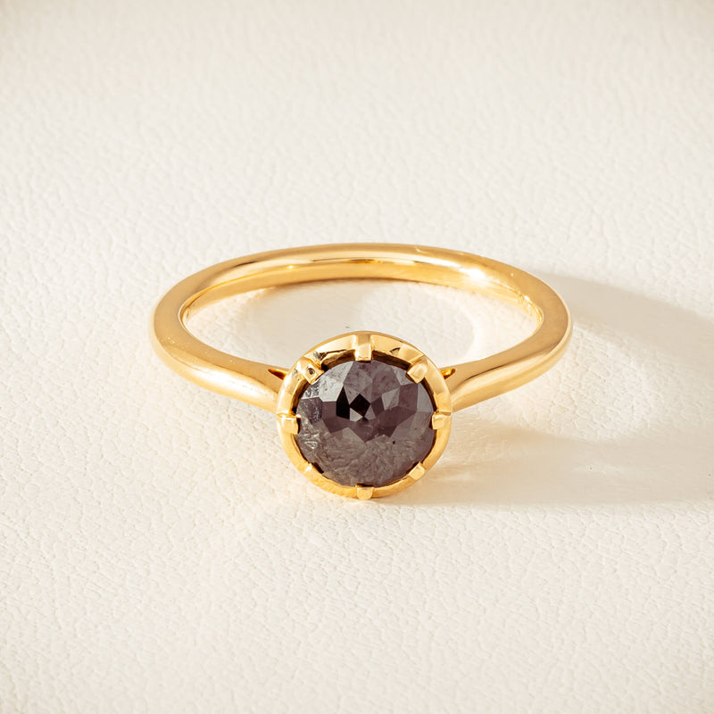 18ct Yellow Gold 1.07ct Black Diamond Solitaire Ring - Ring - Walker & Hall